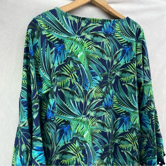 Tipsy Mermaid Paradise Palm Tropical Long Sleeve Dress Med Spandex UPF 50 Beach - Picture 7 of 11